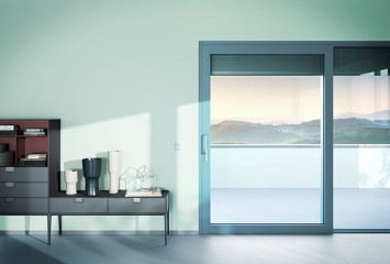 Eloxalfarben-Le Corbusier-Wohnzimmer gruen Innenansicht