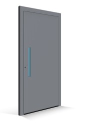 Porte d'entrée Le Corbusier - Panneau gris 59 - Poignée céruléen vif