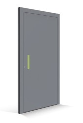 Porte d'entrée Le Corbusier - Panneau gris 59 - Poignée vert clair