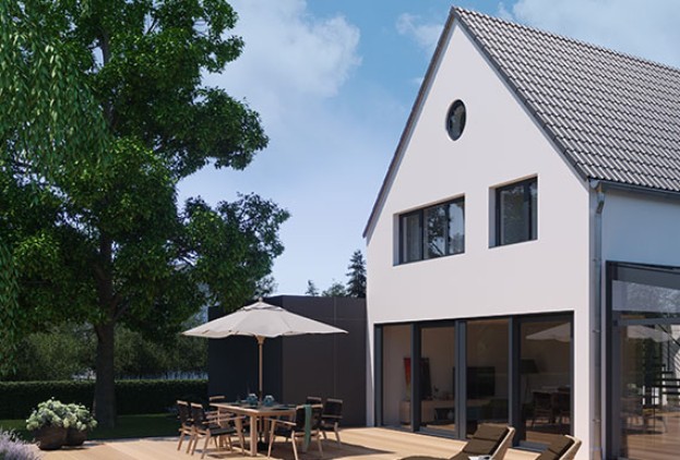 Biegen und Kanten-Wohnhaus mit Terrasse